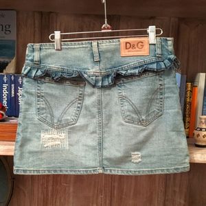 Dolce & Gabbana Vintage mini jean skirt w/ ruffles